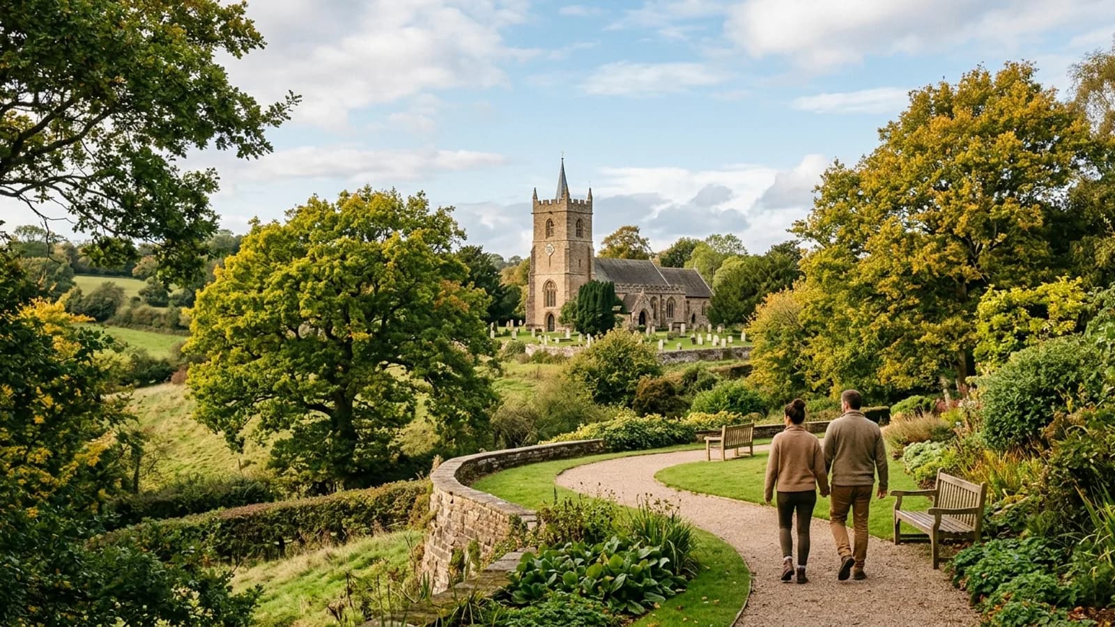 The historic 18th-century landscape garden of The Leasowes and 11th-century parish church.