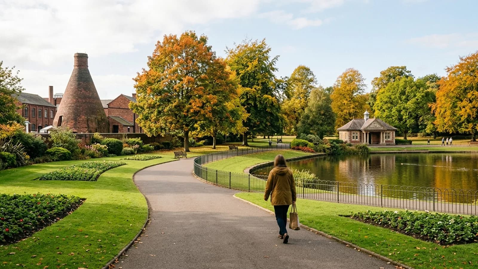 The picturesque Mary Stevens Park in Oldswinford and historic Stourbridge glassmaking heritage sites.