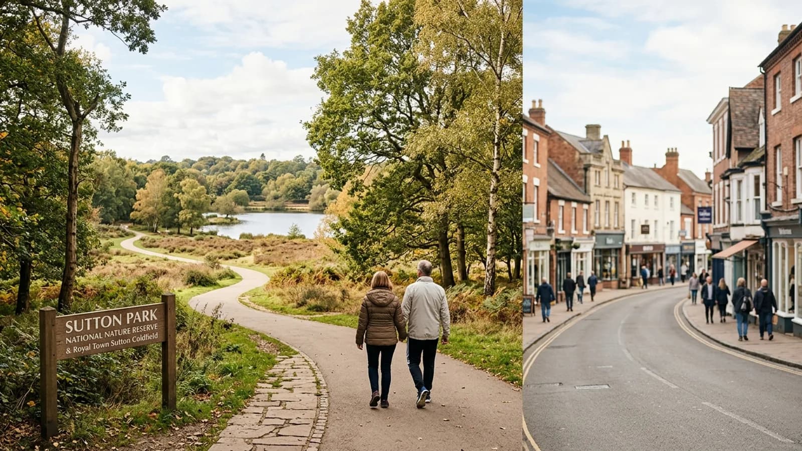 The 2,400-acre National Nature Reserve of Sutton Park and the historic Royal Town centre.