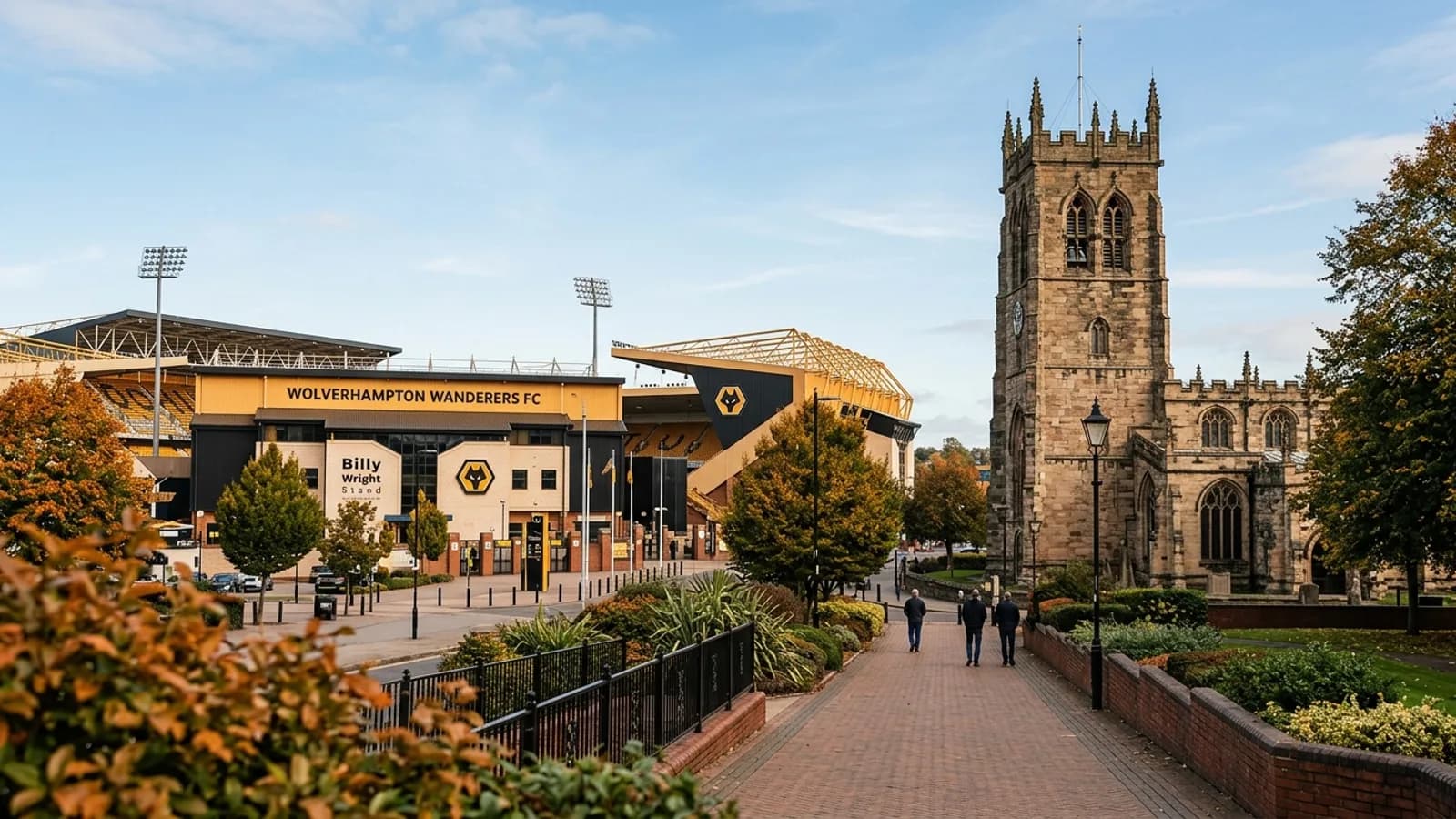 The iconic home of Wolverhampton Wanderers FC and the historic 15th-century collegiate church of St Peter.